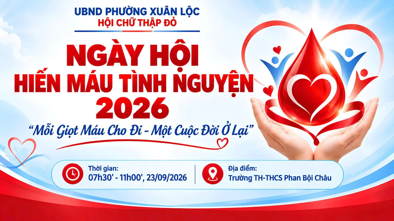 Mời bạn tham gia Ngày hội Hiến máu tình nguyện năm 2026 tại phường Xuân Lộc
