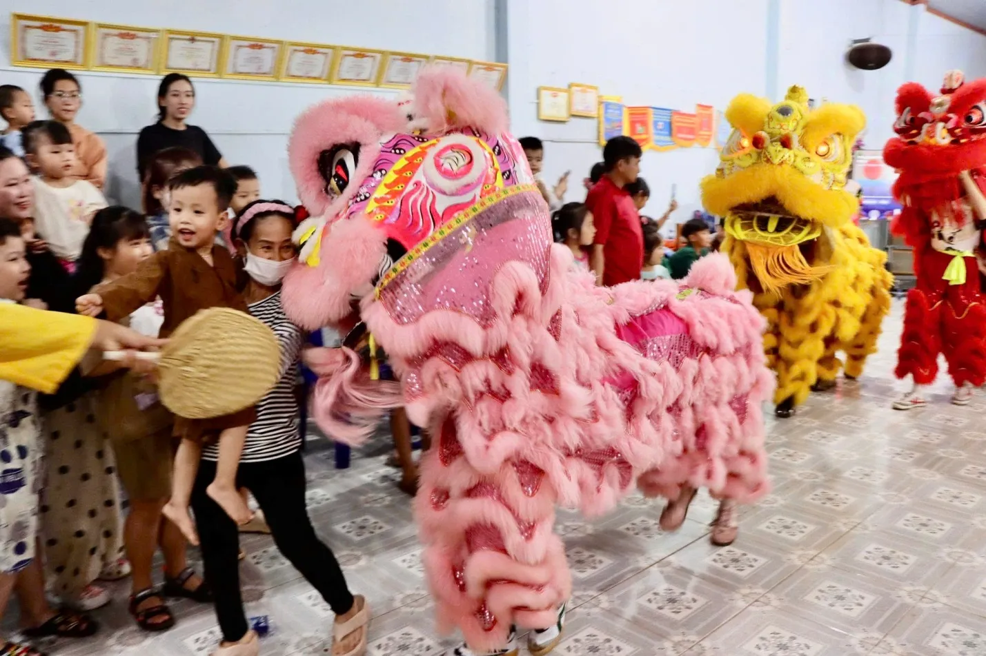 Các em được thưởng thức màn múa lân đẹp mắt